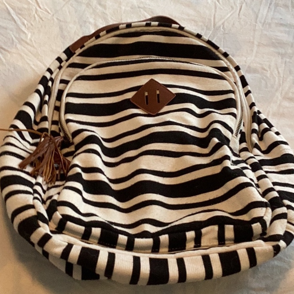 Black and white stripped backpack